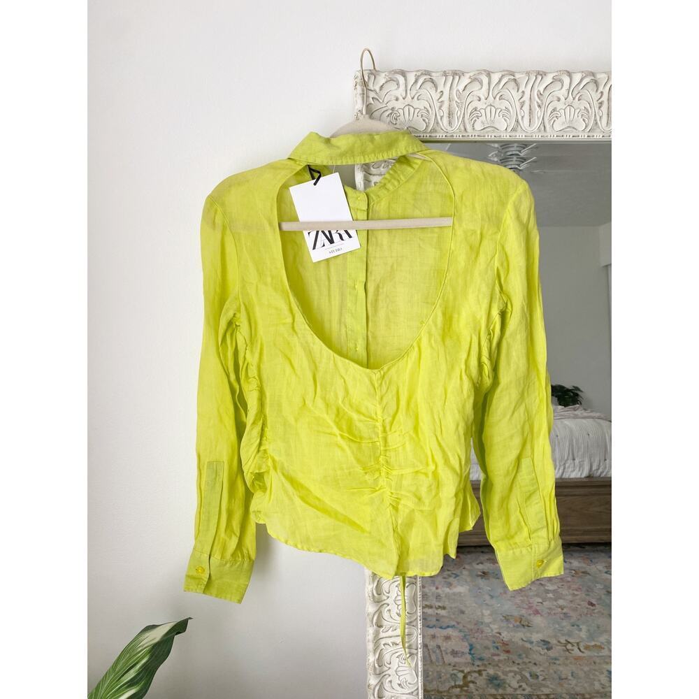 Zara Limited Edition Tie Front Open-Back Button Down - Picture 13 of 14
